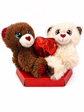 NWOT Set Plush Love Care Gift Teddy 8" Bear Couple Pair Heart Balloon Display